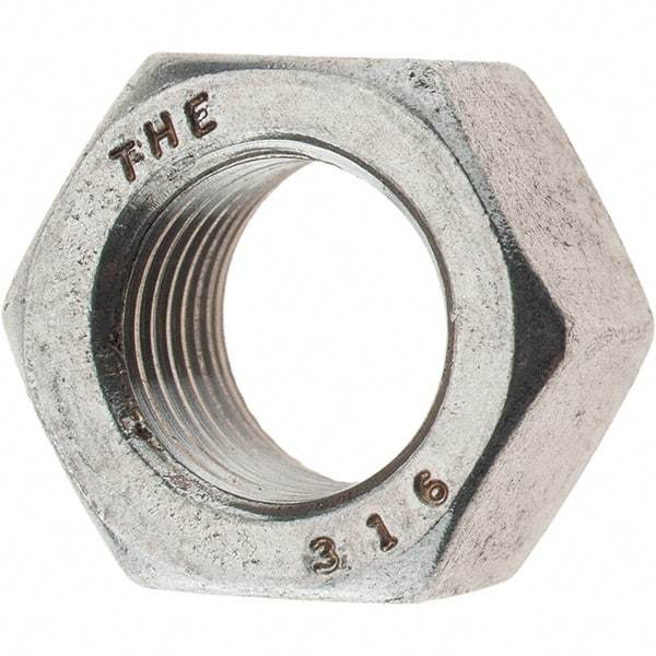 Value Collection - 1/2-20 UNF Stainless Steel Right Hand Hex Nut - 3/4" Across Flats, 7/16" High, Uncoated - Caliber Tooling