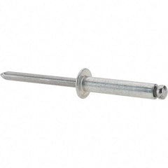 Value Collection - Size 612 Dome Head Steel Open End Blind Rivet - Steel Mandrel, 0.626" to 3/4" Grip, 3/8" Head Diam, 0.192" to 0.196" Hole Diam, 0.95" Length Under Head, 3/16" Body Diam - Caliber Tooling