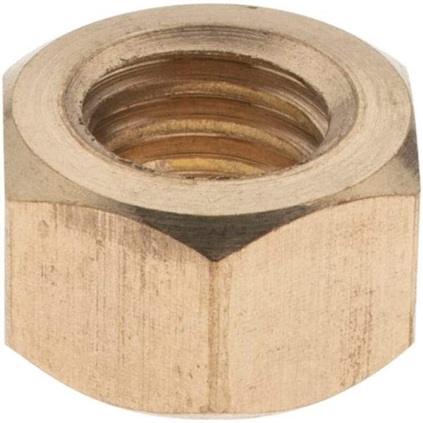 Value Collection - 3/8-16 UNC Brass Right Hand Hex Nut - 9/16" Across Flats, 21/64" High - Caliber Tooling