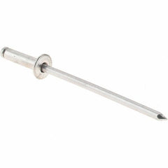 Value Collection - Size 34 Dome Head Aluminum Open End Blind Rivet - Aluminum Mandrel, 0.126" to 1/4" Grip, 0.188" Head Diam, 0.097" to 0.1" Hole Diam, 3/8" Length Under Head, 3/32" Body Diam - Caliber Tooling