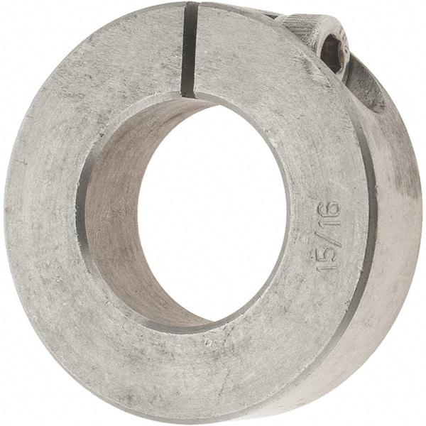 Value Collection - 15/16" Bore, Stainless Steel, One Piece One Piece Split Shaft Collar - 1-3/4" Outside Diam, 1/2" Wide - Caliber Tooling