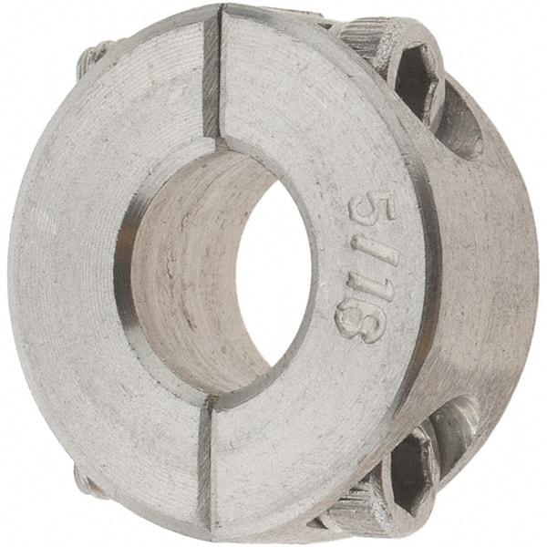 Value Collection - 5/16" Bore, Stainless Steel, Two Piece Shaft Collar - 11/16" Outside Diam, 5/16" Wide - Caliber Tooling