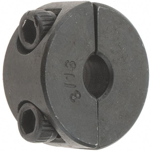 Value Collection - 3/16" Bore, Steel, Two Piece Shaft Collar - 11/16" Outside Diam, 5/16" Wide - Caliber Tooling