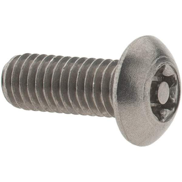 Value Collection - #10-32 UNF Pin In Torx Drive, Button Screw - Grade 18-8 Stainless Steel, Uncoated, 1/2" Length Under Head - Caliber Tooling