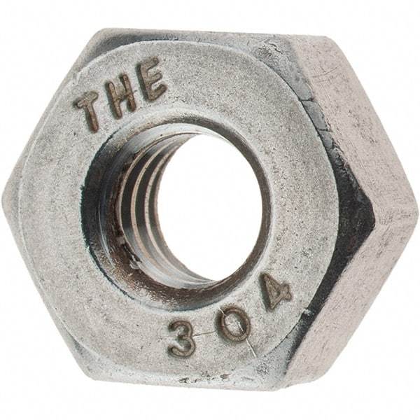 Value Collection - 1/4-20 UNC Stainless Steel Right Hand Heavy Hex Nut - 1/2" Across Flats, 15/64" High, Uncoated - Caliber Tooling