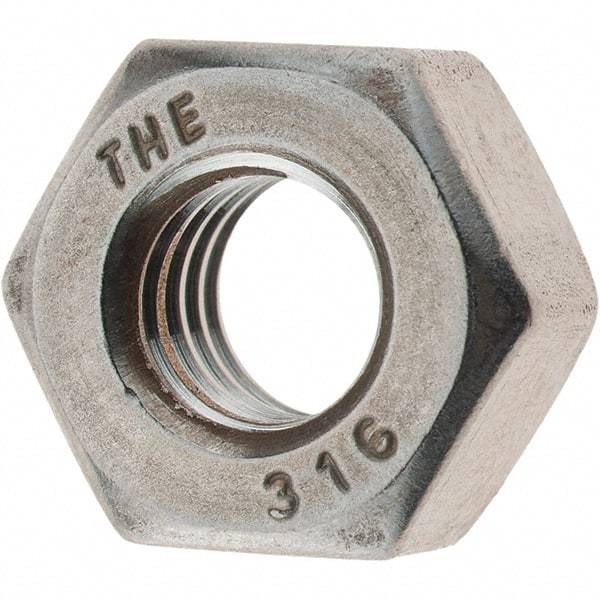 Value Collection - 5/16-18 UNC Stainless Steel Right Hand Heavy Hex Nut - 9/16" Across Flats, 19/64" High, Uncoated - Caliber Tooling