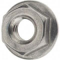 Value Collection - 1/4-20, 19/32" Flange Diam, Serrated Flange Nut - Grade 18-8 Stainless Steel, 0.236" Flange Height - Caliber Tooling