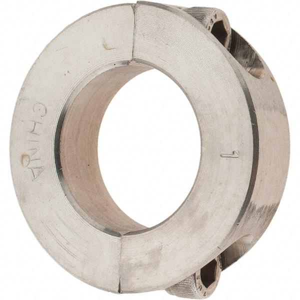 Value Collection - 1" Bore, Stainless Steel, Two Piece Shaft Collar - 1-3/4" Outside Diam, 1/2" Wide - Caliber Tooling