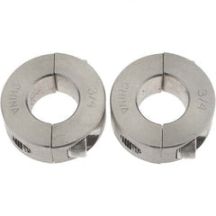 Value Collection - 3/4" Bore, Stainless Steel, Two Piece Shaft Collar - 1-1/2" Outside Diam, 1/2" Wide - Caliber Tooling