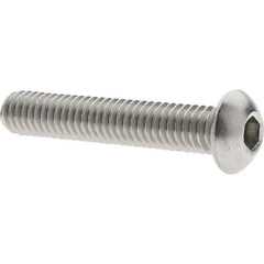 Made in USA - 5/16-18 UNC Hex Socket Drive, Button Screw - Grade 18.8 Stainless Steel, Fully Threaded, 1-3/4" Length Under Head - Caliber Tooling