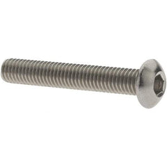 Value Collection - #10-32 UNF Hex Socket Drive, Button Screw - Grade 18.8 Stainless Steel, Fully Threaded, 1-1/4" Length Under Head - Caliber Tooling