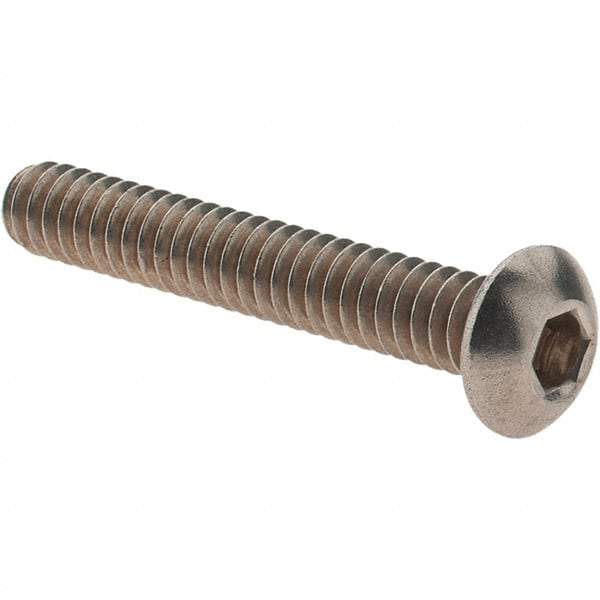 Value Collection - #10-24 UNC Hex Socket Drive, Button Screw - Grade 18.8 Stainless Steel, Fully Threaded, 1-1/4" Length Under Head - Caliber Tooling