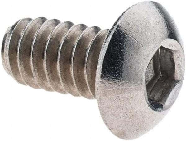 Value Collection - #10-24 UNC Hex Socket Drive, Button Screw - Grade 18-8 Stainless Steel, 3/8" Length Under Head - Caliber Tooling