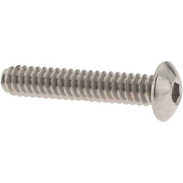 Value Collection - #6-32 UNC Hex Socket Drive, Button Screw - Grade 18-8 Stainless Steel, 3/4" Length Under Head - Caliber Tooling