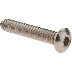 Made in USA - #4-40 UNC Hex Socket Drive, Button Screw - Grade 18.8 Stainless Steel, Fully Threaded, 5/8" Length Under Head - Caliber Tooling