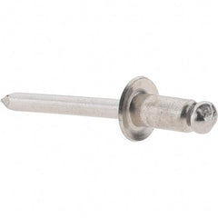 Value Collection - Size 84 Dome Head Stainless Steel Open End Blind Rivet - Stainless Steel Mandrel, 0.062" to 1/4" Grip, 1/2" Head Diam, 0.257" to 0.261" Hole Diam, 1/2" Length Under Head, 1/4" Body Diam - Caliber Tooling