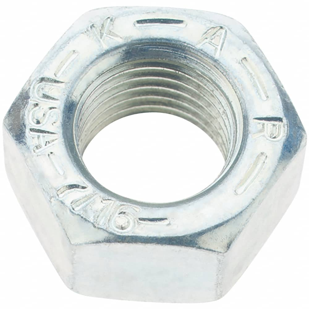 Value Collection - 7/16-20 UNF Steel Right Hand Hex Nut - 11/16" Across Flats, 3/8" High, Zinc Yellow Dichromate Finish - Caliber Tooling