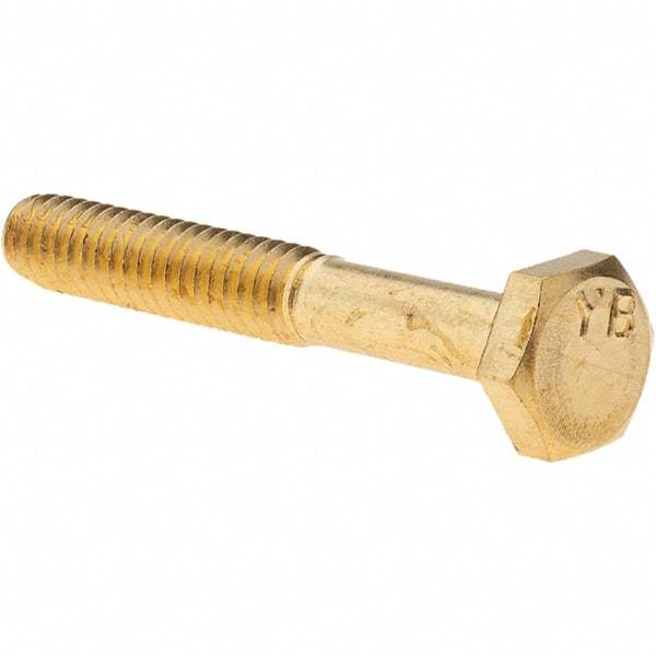 Value Collection - 1/4-20 UNC, 1-3/4" Length Under Head Hex Head Cap Screw - Brass, 7/16" Hex - Caliber Tooling