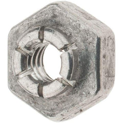 Value Collection - #6-32 UNJC 18-8 Hex Lock Nut with Expanding Flex Top - 5/16" Width Across Flats, 3/16" High, Uncoated, Meets Military Specifications - Caliber Tooling