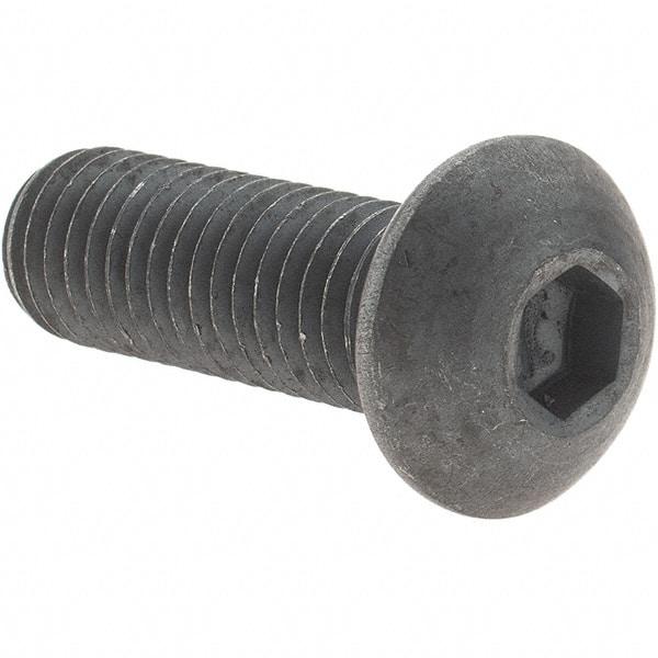 Value Collection - M10x1.50 Metric Coarse Hex Socket Drive, Button Screw - Grade 12.9 Alloy Steel, Black Oxide Finish, Fully Threaded, 30mm Length Under Head - Caliber Tooling