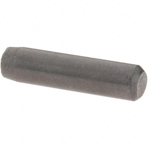 Value Collection - 1/8" Diam x 1/2" Pin Length Grade 8 Alloy Steel Standard Dowel Pin - Bright Finish, C 47-58 & C 60 (Surface) Hardness, 1,840 Lb (Single Shear), 3,680 Lb (Double Shear) Breaking Strength, 1 Beveled & 1 Rounded End - Caliber Tooling