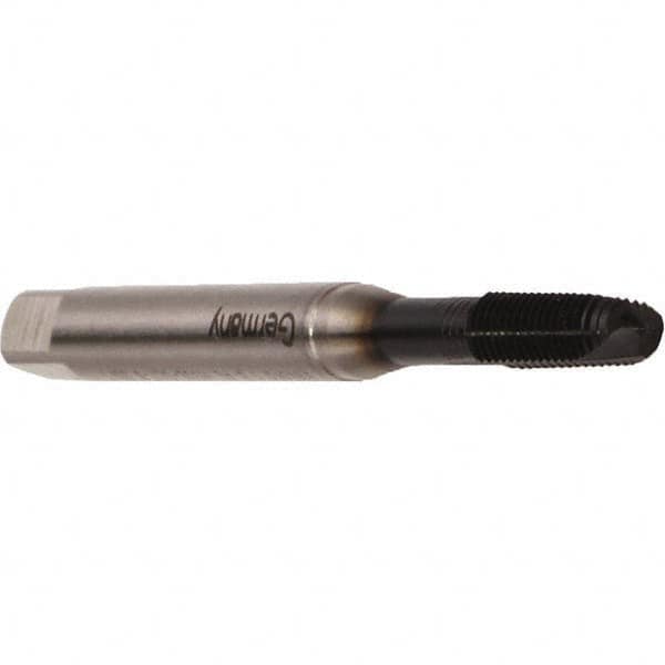 Emuge - M10x1.50 Metric Coarse, 2 Flute, GLT-8 Finish, Cobalt Spiral Point Tap - Modified Bottoming Chamfer, Right Hand Thread, 100mm OAL, 22mm Thread Length, 10mm Shank Diam, 6H Class of Fit, Series Rekord B - Exact Industrial Supply