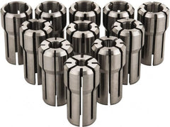 Parlec - 11 Piece, 1/4" to 9/16" Capacity, Double Angle Collet Set - Series DA100 - Exact Industrial Supply