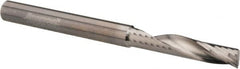 Accupro - 1/4" Cutting Diam x 1-1/4" Length of Cut, 1 Flute, Upcut Spiral Router Bit - Uncoated, Right Hand Cut, Solid Carbide, 3" OAL x 1/4" Shank Diam, Single Edge, 22° Helix Angle - Caliber Tooling