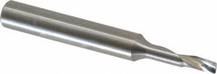 Accupro - 1/8" Cutting Diam x 1/4" Length of Cut, 1 Flute, Upcut Spiral Router Bit - Uncoated, Right Hand Cut, Solid Carbide, 2" OAL x 1/4" Shank Diam, Single Edge, 21° Helix Angle - Caliber Tooling