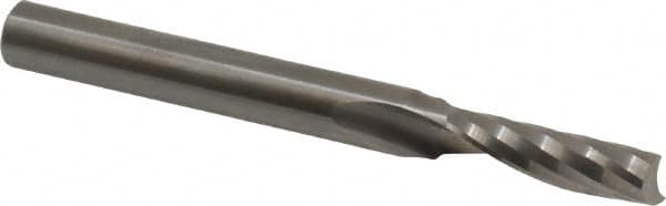 Accupro - 7/32" Cutting Diam x 3/4" Length of Cut, 1 Flute, Upcut Spiral Router Bit - Uncoated, Right Hand Cut, Solid Carbide, 2-1/2" OAL x 1/4" Shank Diam, Single Edge, 21° Helix Angle - Caliber Tooling