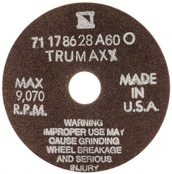 Tru-Maxx - 4" 60 Grit Aluminum Oxide Cutoff Wheel - 1/16" Thick, 3/4" Arbor, 9,070 Max RPM, Use with Stationary Tools - Caliber Tooling