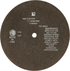 Tru-Maxx - 8" 46 Grit Aluminum Oxide Cutoff Wheel - 3/32" Thick, 1/2" Arbor, 4,536 Max RPM, Use with Stationary Tools - Caliber Tooling