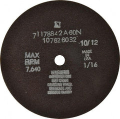 Tru-Maxx - 6" 60 Grit Aluminum Oxide Cutoff Wheel - 1/16" Thick, 1/2" Arbor, 6,048 Max RPM, Use with Stationary Tools - Caliber Tooling