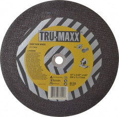 Tru-Maxx - 10" 36 Grit Aluminum Oxide Cutoff Wheel - 3/32" Thick, 5/8" Arbor, 6,112 Max RPM, Use with Stationary Tools - Caliber Tooling