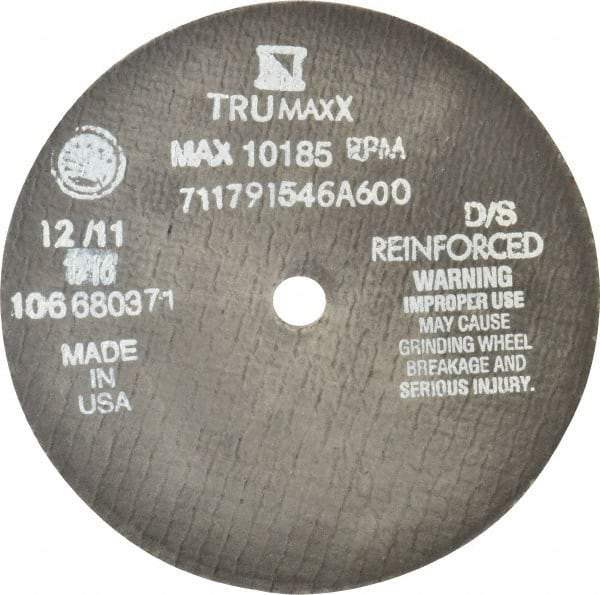 Tru-Maxx - 6" 60 Grit Aluminum Oxide Cutoff Wheel - 1/16" Thick, 1/2" Arbor, 10,186 Max RPM, Use with Stationary Tools - Caliber Tooling