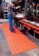 Anti-Fatigue Mat: 720″ Length, 24″ Wide, 3/8″ Thick, Nitrile Rubber, Beveled Edge, Heavy-Duty Raised Knob Surface, Black, Dry & Wet