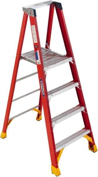 Werner - 96" 5 Step Ladder - 300 Lb Capacity, 72" Platform Height, 30-1/2" Base Width x 54-3/4" Depth - Caliber Tooling