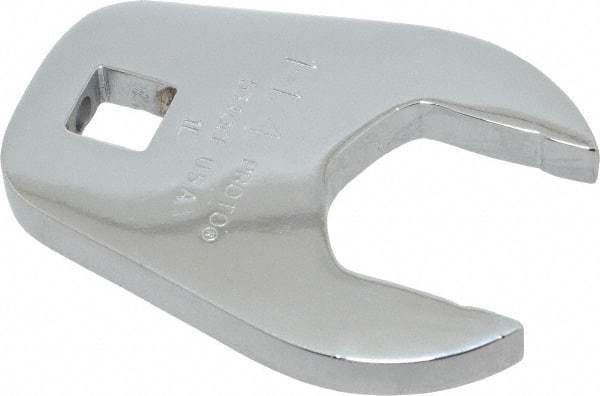 Proto - 1-1/4" 1/2" Drive Full Polish Chrome Open End Crowfoot Wrench - 2-15/32" Head Diam x 3/8" Head Thickness, 2-23/64" OAL - Caliber Tooling