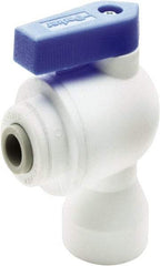 Parker - 1/4" Pipe, Full Port, Polypropylene Valve Female Elbow Ball Valve - Bi-Directional, Push-to-Connect x FNPT Ends, Wedge Handle, 150 WOG - Caliber Tooling