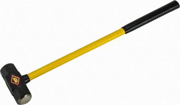 NUPLA - 8 Lb Head, 32" Long Sledge Hammer - Steel Head, 6-3/8" Long Head, Fiberglass Handle - Caliber Tooling