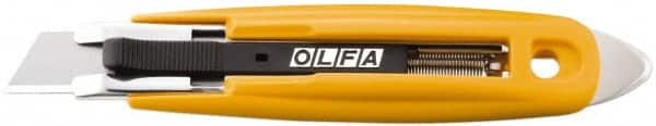 Olfa - Retractable Utility Knife - 2.84" High Carbon Tool Steel Blade, Yellow ABS Plastic/Stainless Steel Handle, 1 Blade Included - Caliber Tooling