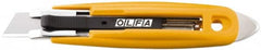 Olfa - Retractable Utility Knife - 2.84" High Carbon Tool Steel Blade, Yellow ABS Plastic/Stainless Steel Handle, 1 Blade Included - Caliber Tooling