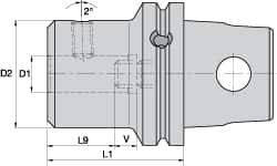 Kennametal - KM63XMZ Modular Connection, 0.3937" Inside Hole Diam, 2.7559" Projection, Whistle Notch Adapter - Through Coolant - Exact Industrial Supply