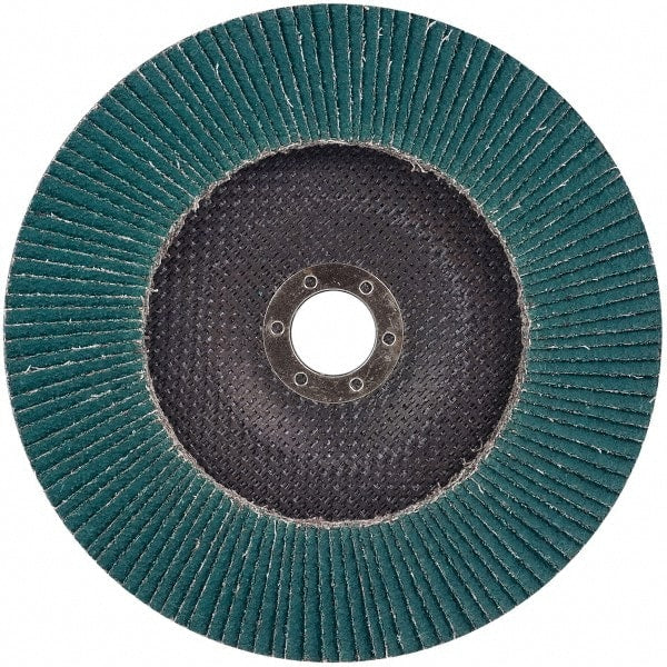 Flap Disc: 5/8-11 Hole, 80 Grit, Zirconia Alumina, Type 27 Coated, Medium Grade, Cloth-Backed, 13,300 RPM