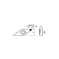 Turning Insert:  VNMM331-DIA DX120,  Polycrystalline Diamond Uncoated Finish,  Neutral,  3/8″ Inscribed Circle,  0.0160″ Corner Radius,  35.0 &deg N/A Diamond,  Series  VNMM