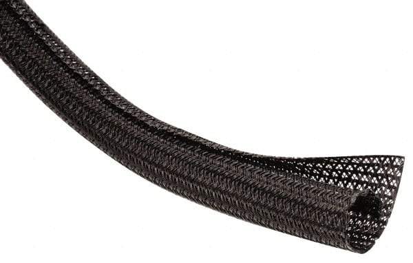 Techflex - Black Braided Cable Sleeve - 150' Coil Length, -103 to 257°F - Caliber Tooling