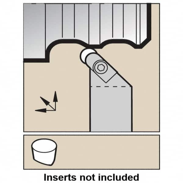 Kennametal - CRGP, Left Hand Cut, 45° Lead Angle, 1-1/4" Shank Height x 1-1/4" Shank Width, Neutral Rake Indexable Turning Toolholder - 6" OAL, R..V35 Insert Compatibility, Series V-Bottom Round - Caliber Tooling