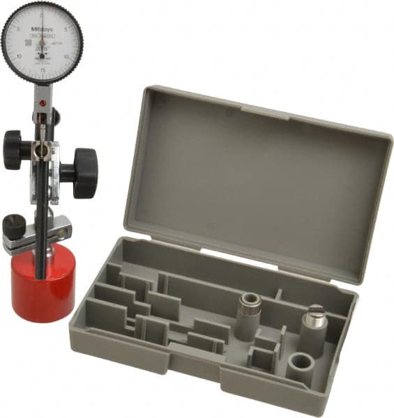 Mitutoyo - 0.0005" Graduation, 0-15-0 Dial Reading, Indicator & Base Kit - 1-1/2" Dial Diam - Caliber Tooling