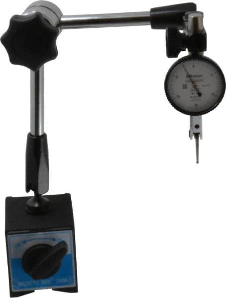 Mitutoyo - Dial Indicator & Base Kit - 2" Base Length x 2-1/4" Base Width x 2-1/4" Base Height - Caliber Tooling