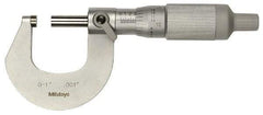 Mitutoyo - 0 to 25mm Range, 0.001mm Graduation, Mechanical Outside Micrometer - Ratchet Stop Thimble, Accurate to 0.0001" - Caliber Tooling